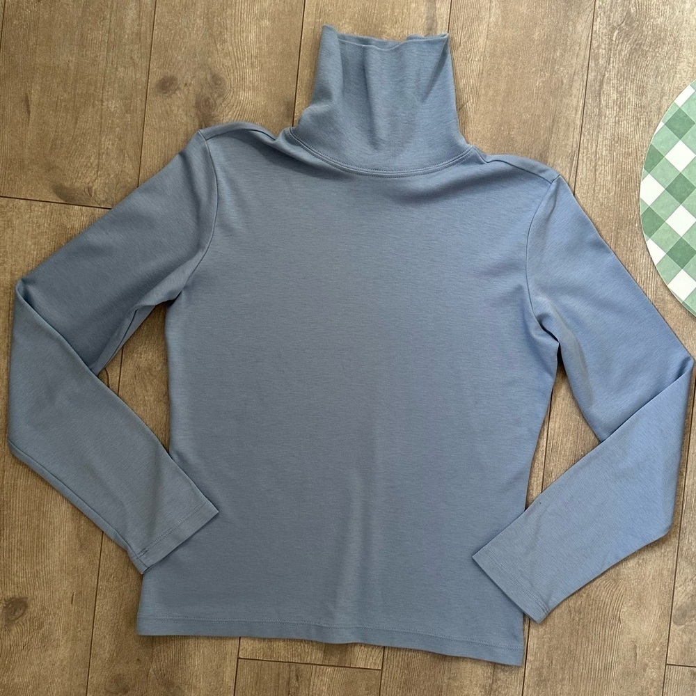 VTG Carole Little 100% Prima Cotton Woman’s Large Blue Turtleneck Long Sleeve